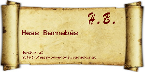 Hess Barnabás névjegykártya