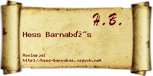 Hess Barnabás névjegykártya